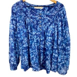 Free People We the Free Blue Oversized Floral Flowy Top Large, super cute!